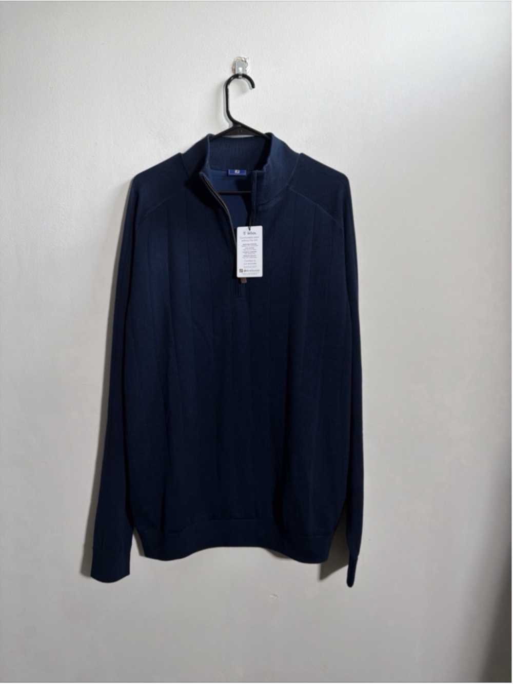 Footjoy Half Zip Sweater Large L Navy Blue Dri Release Wool Men’s Golf NWT $145